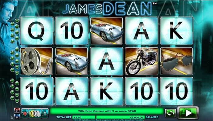 Spillepladen i James Dean Spilleautomat screenshot