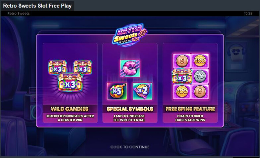 Retro Sweets funktioner screenshot